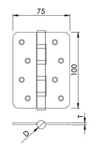  PASLANMAZ KAPI MENTEŞESİ SİYAH OVAL (CANEX)
