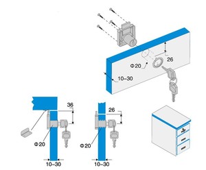  KARE ÇEKMECE KİLİDİ ZAMAK+DEMİR 22 MM.(CANEX)